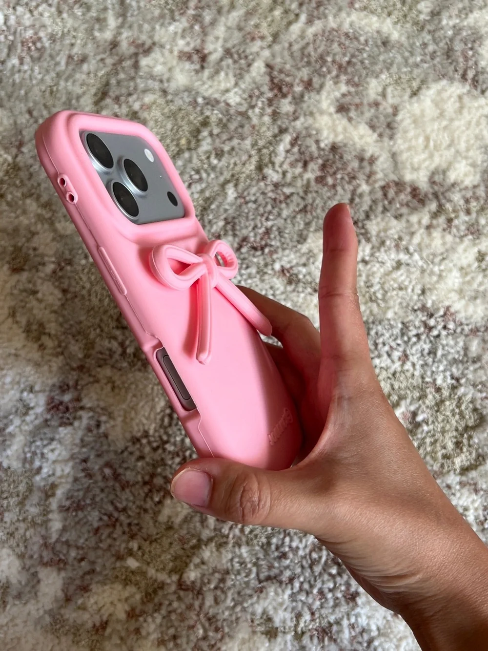 Pink Bow Silicone Phone Case for iPhone 17 Pro- Cute Protective Cover